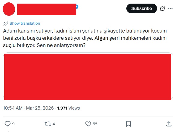 Bu paylaşımda, yaşanan bir olay üzerinden tüm İslâm Şeriatı'na genelleme yapılmıştır. Şeriat'ta böyle bir eylemin ağır sonuçları vardır.